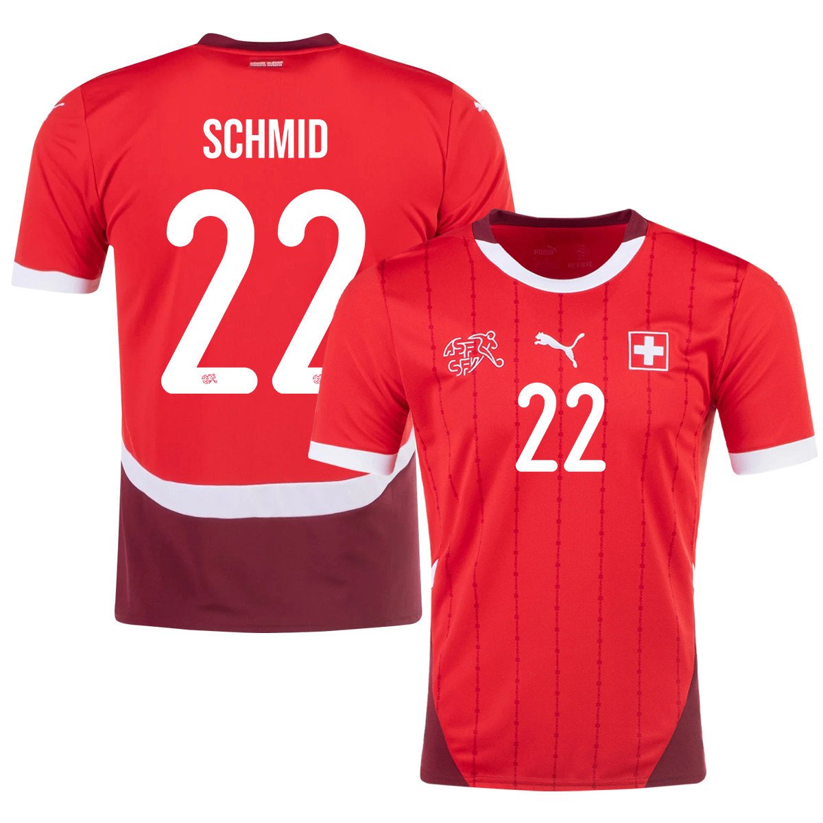 Dominik Schmid 22 Switzerland National Team 2024/25 Home Men Jersey – Red
