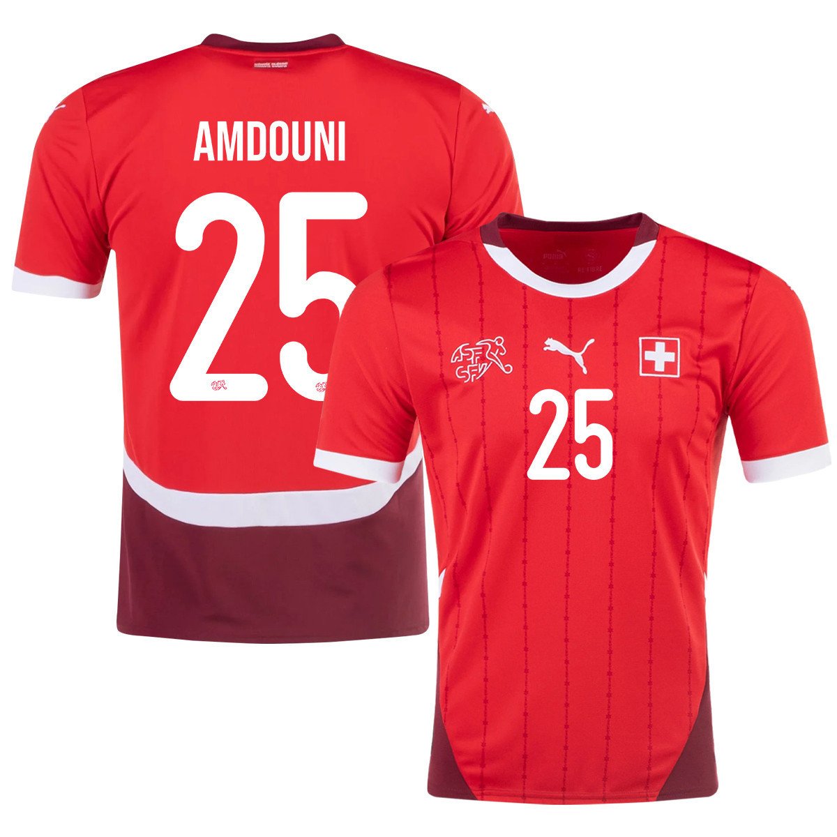 Zeki Amdouni 25 Switzerland National Team 2024/25 Home Men Jersey – Red