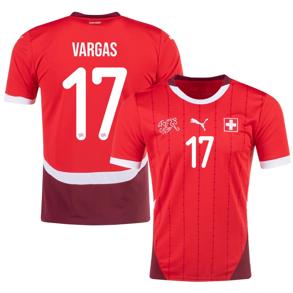 Ruben Vargas 17 Switzerland National Team 2024/25 Home Men Jersey – Red