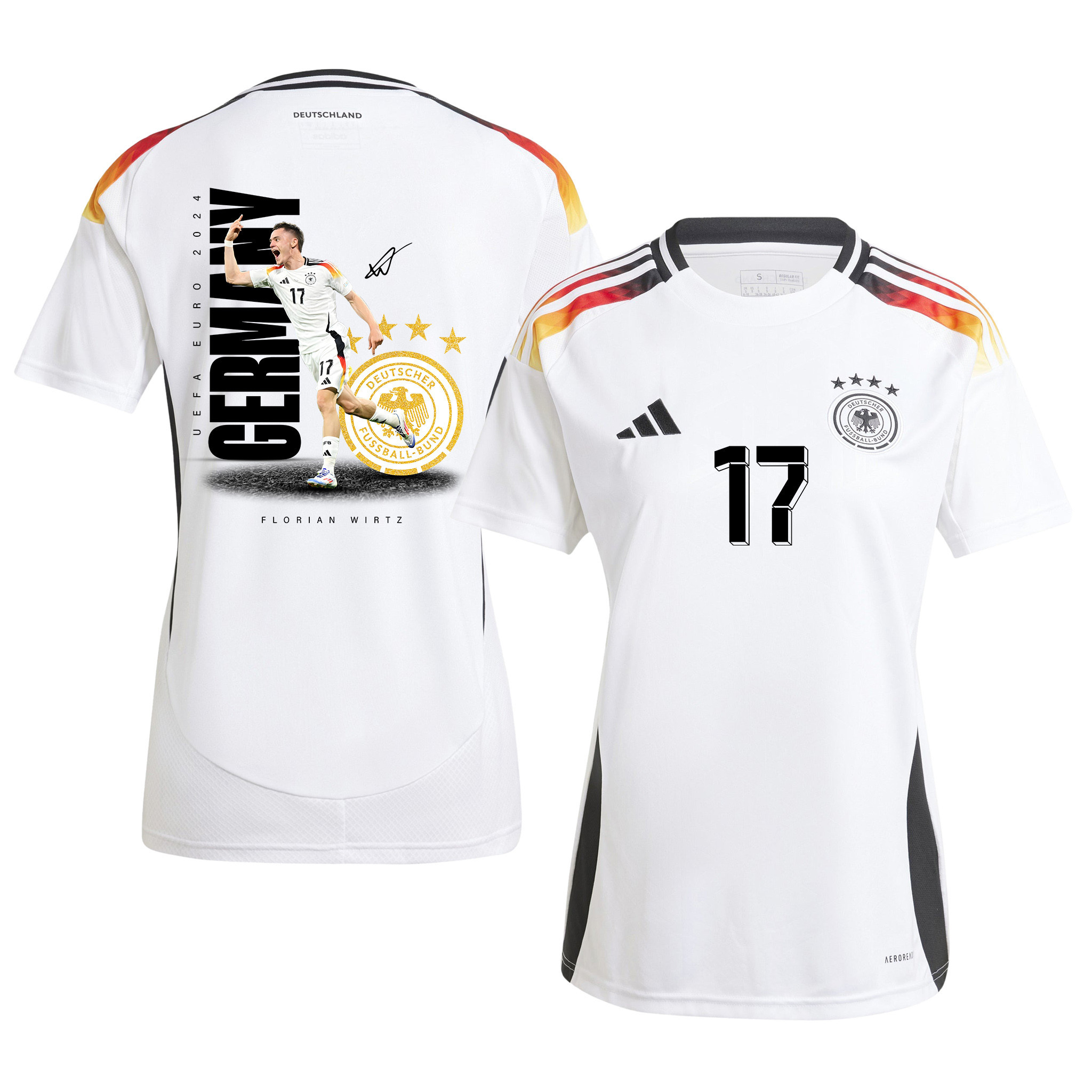 Florian Wirtz 17 Signed Game-changer Germany National Team 2024 Home WOMEN Jersey – White
