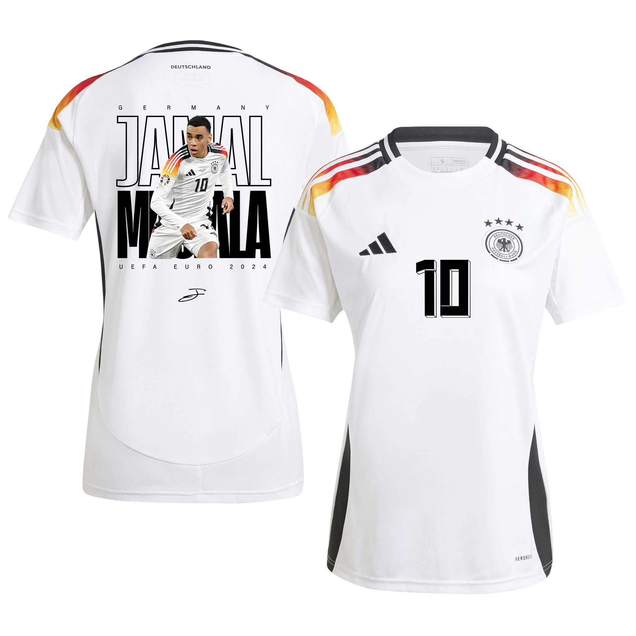 Jamal Musiala 10 Signed Young Talent Germany National Team 2024 Home WOMEN Jersey – White
