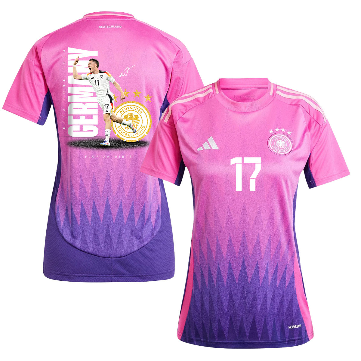 Florian Wirtz 17 Signed Game-changer Germany National Team 2024 Away WOMEN Jersey – Purple