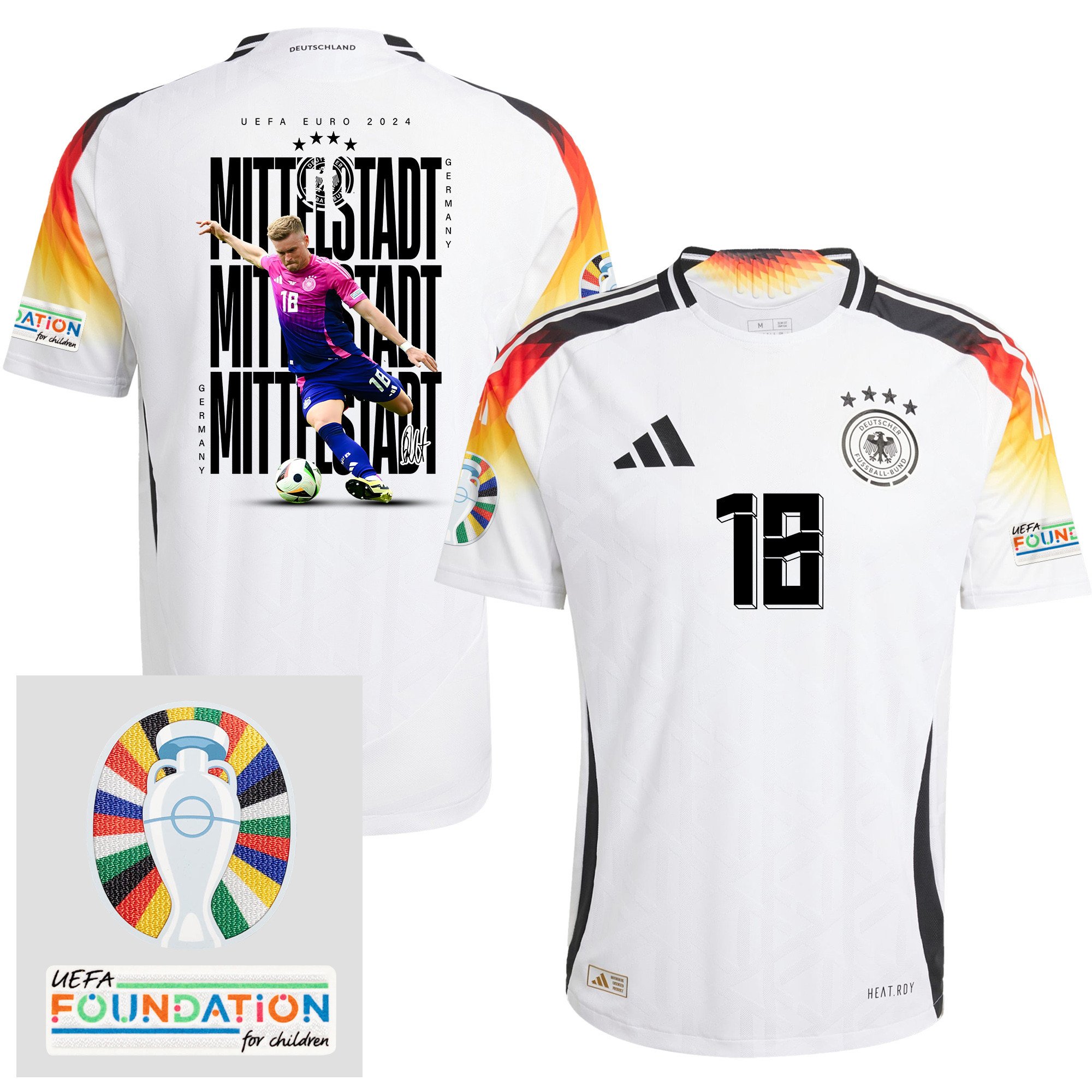 Maximilian Mittelstdt 18 Germany 2024/25 Home Jersey Player's Moment – UEFA Foundation Patch, Men