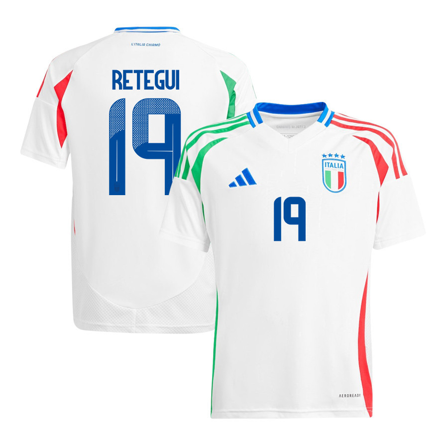 Mateo Retegui 19 Italy National Team 2024/25 Away YOUTH Jersey – White