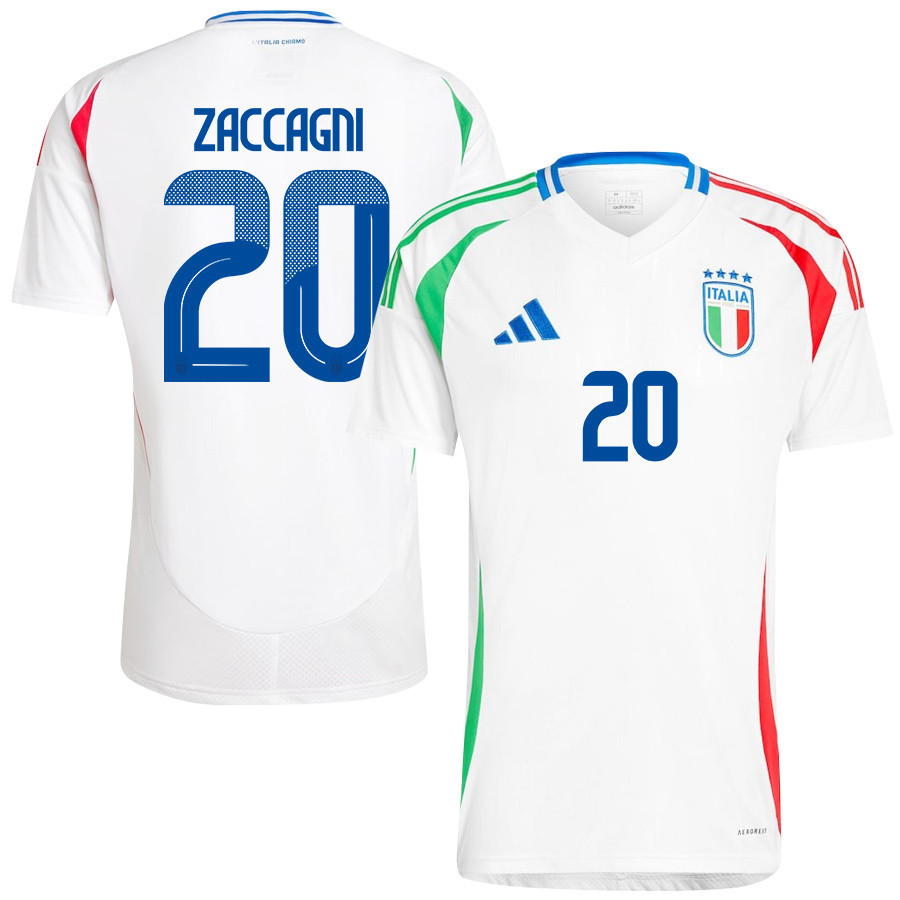 Mattia Zaccagni 20 Italy National Team 2024/25 Away Men Jersey – White