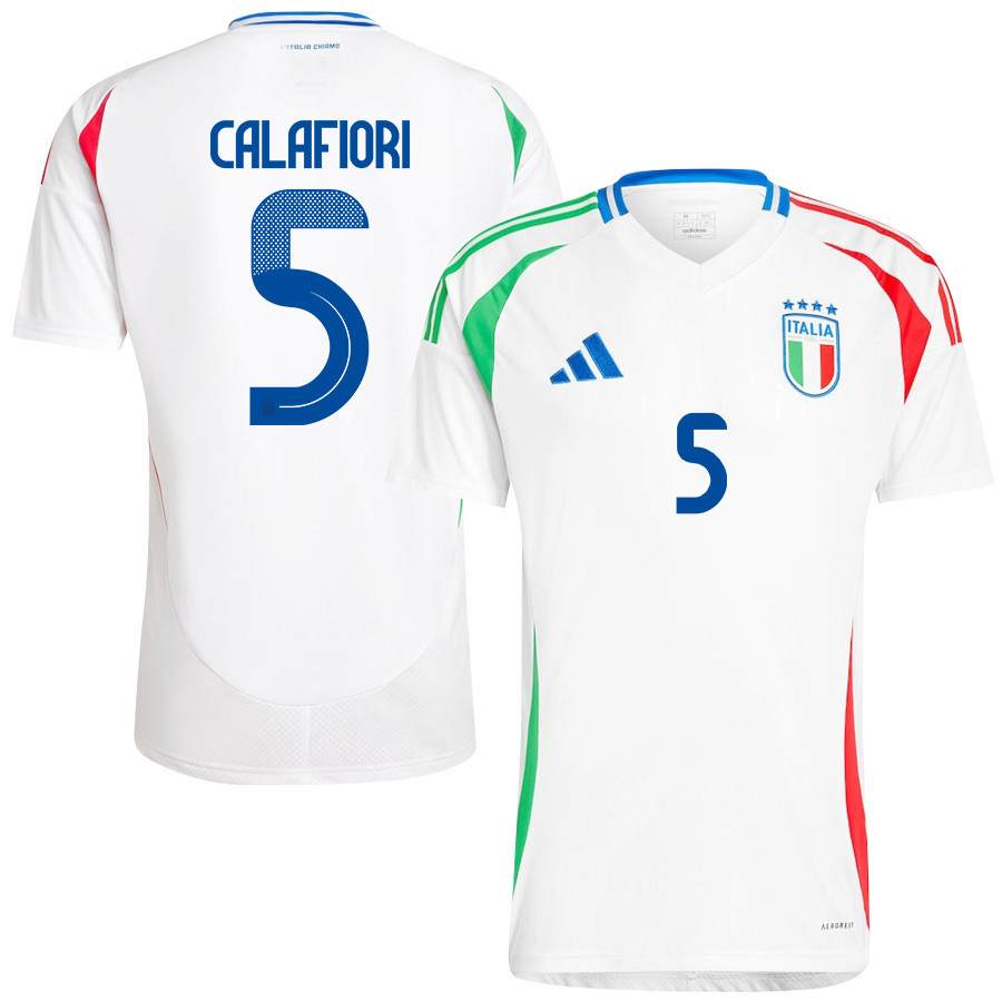 Riccardo Calafiori 5 Italy National Team 2024/25 Away Men Jersey – White