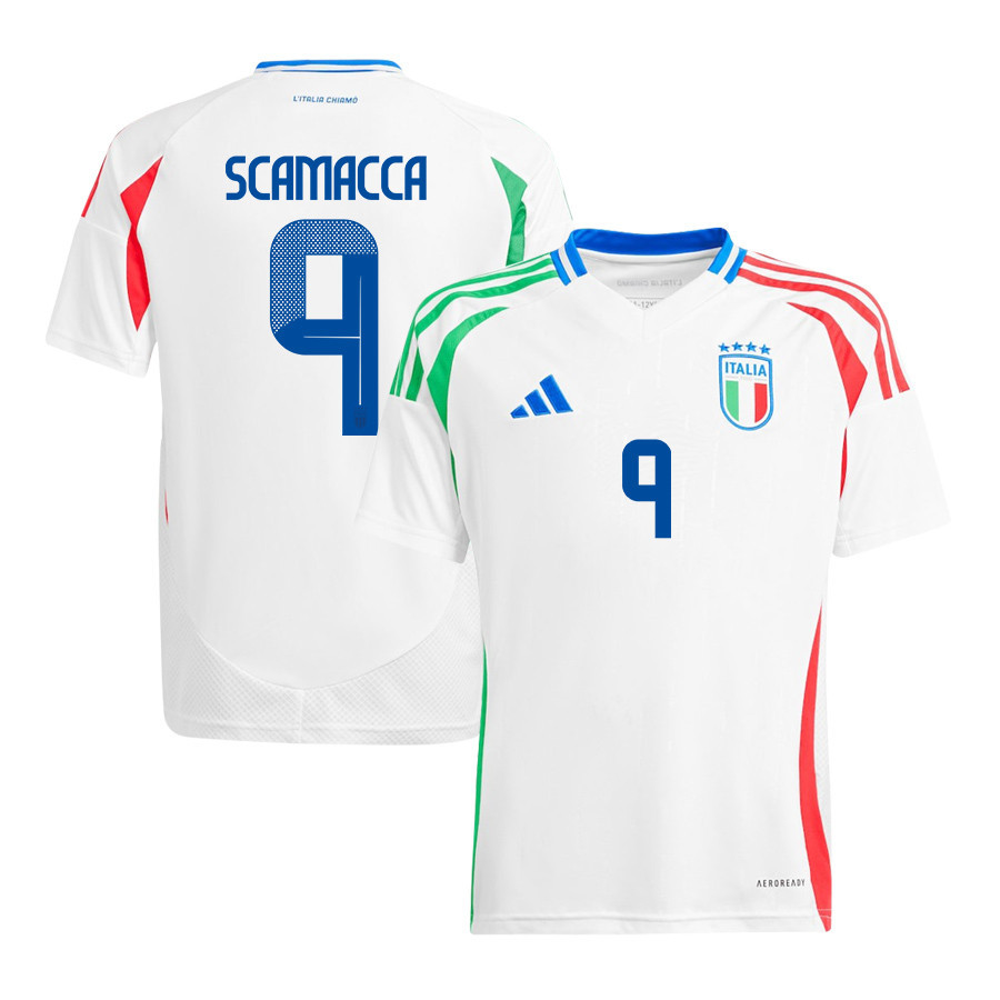Gianluca Scamacca 9 Italy National Team 2024/25 Away YOUTH Jersey – White