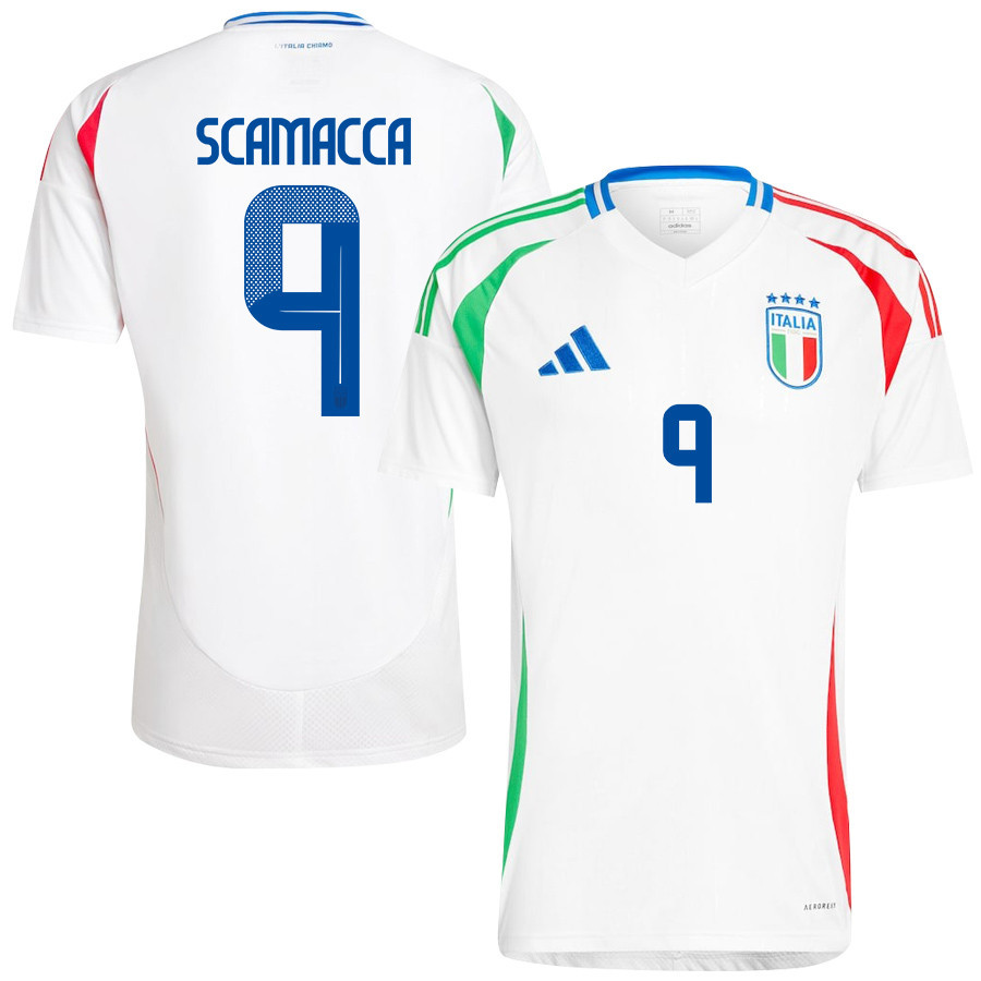 Gianluca Scamacca 9 Italy National Team 2024/25 Away Men Jersey – White