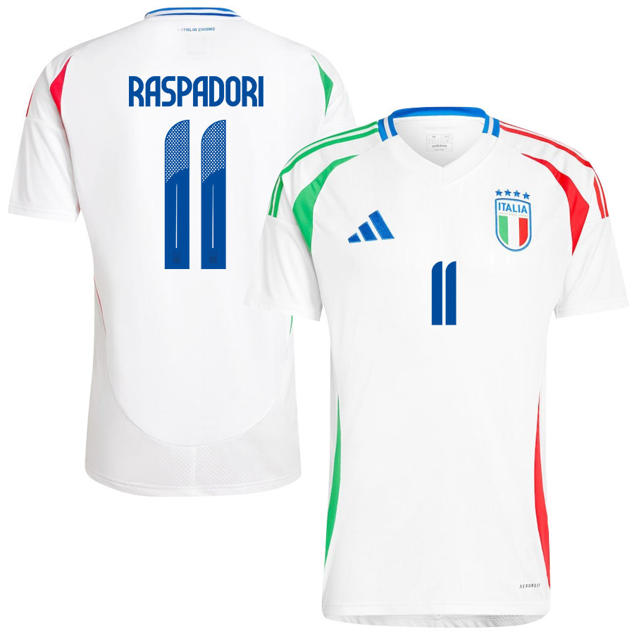 Giacomo Raspadori 11 Italy National Team 2024/25 Away Men Jersey – White