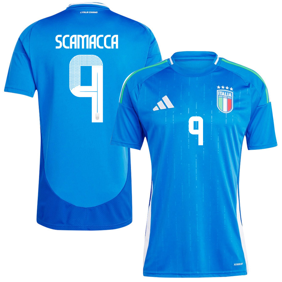 Gianluca Scamacca 9 Italy National Team 2024/25 Home Men Jersey – Blue
