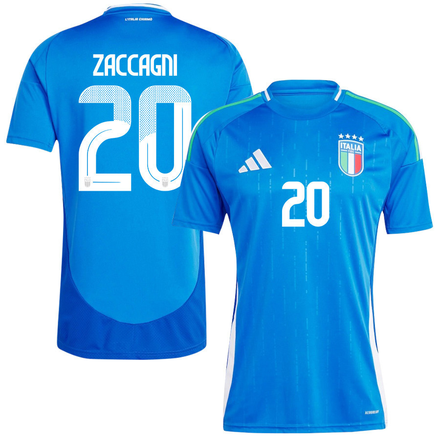Mattia Zaccagni 20 Italy National Team 2024/25 Home Men Jersey – Blue