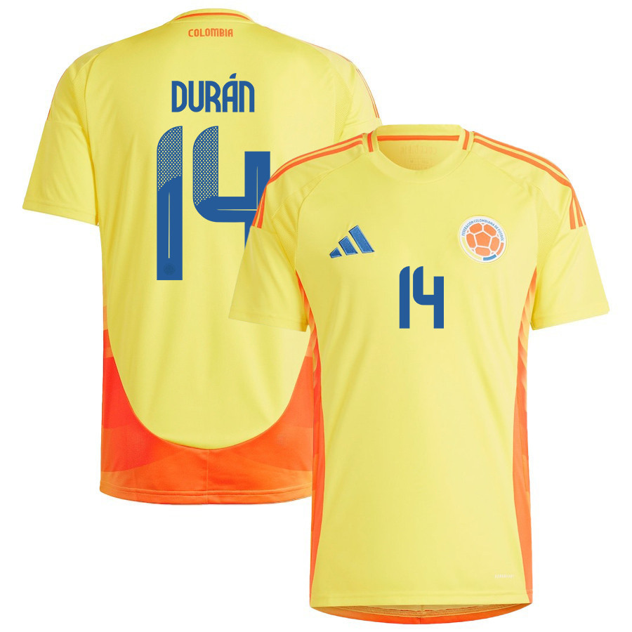 Jhon Durn 14 Colombia National Team 2024/25 Home Men Jersey – Yellow