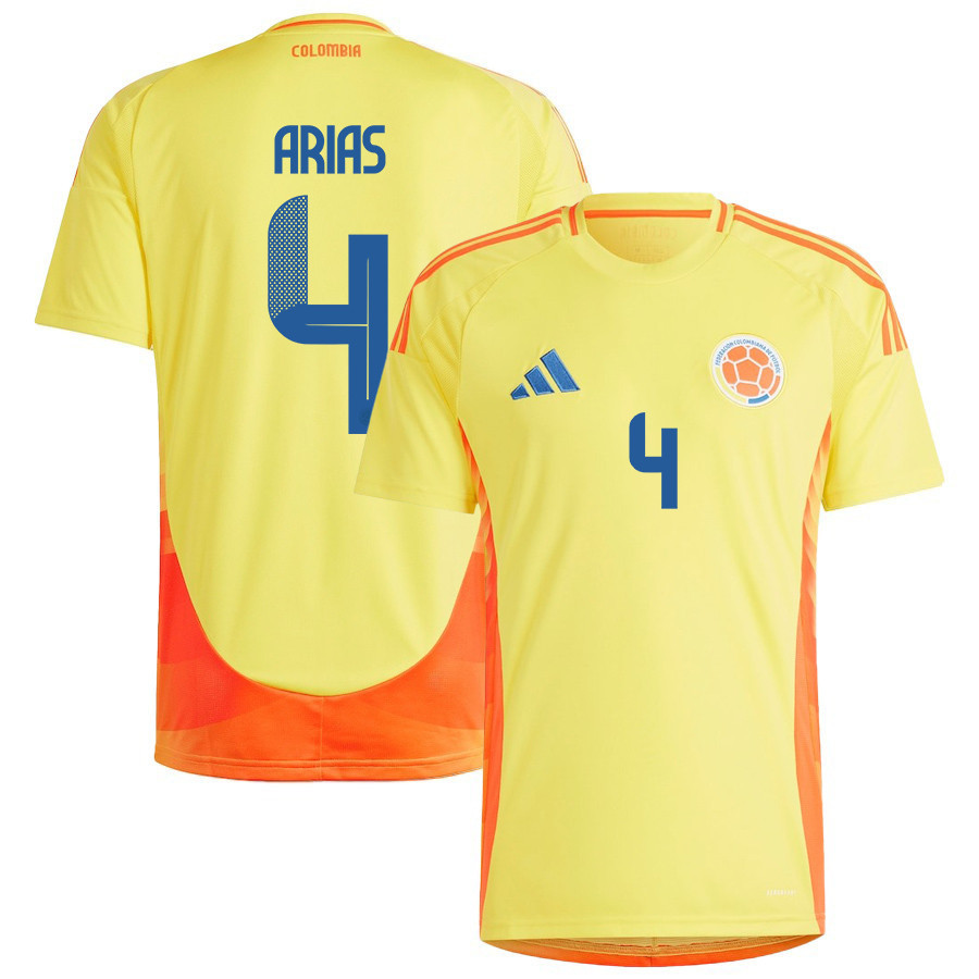 Santiago Arias 4 Colombia National Team 2024/25 Home Men Jersey – Yellow