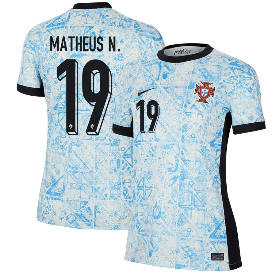 Matheus Nunes 19 Portugal National Team 2024/25 Away WOMEN Jersey – Cream/Blue