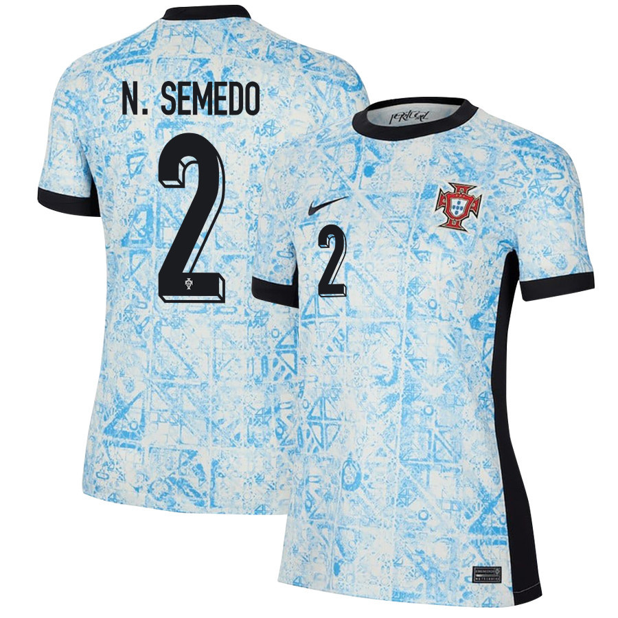 Nlson Semedo 2 Portugal National Team 2024/25 Away WOMEN Jersey – Cream/Blue