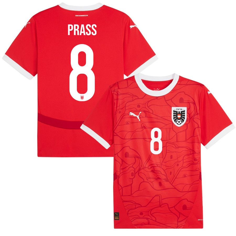 Alexander Prass 8 Austria National Team 2024/25 Home Men Jersey – Red