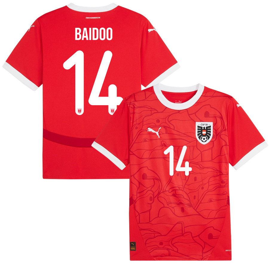 Samson Baidoo 14 Austria National Team 2024/25 Home Men Jersey – Red