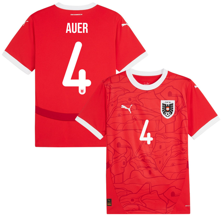 Jonas Auer 4 Austria National Team 2024/25 Home Men Jersey – Red