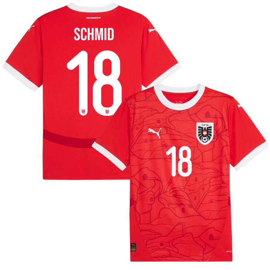 Romano Schmid 18 Austria National Team 2024/25 Home Men Jersey – Red