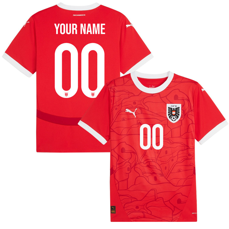 Austria National Team 2024/25 Custom Home Men Jersey – Red