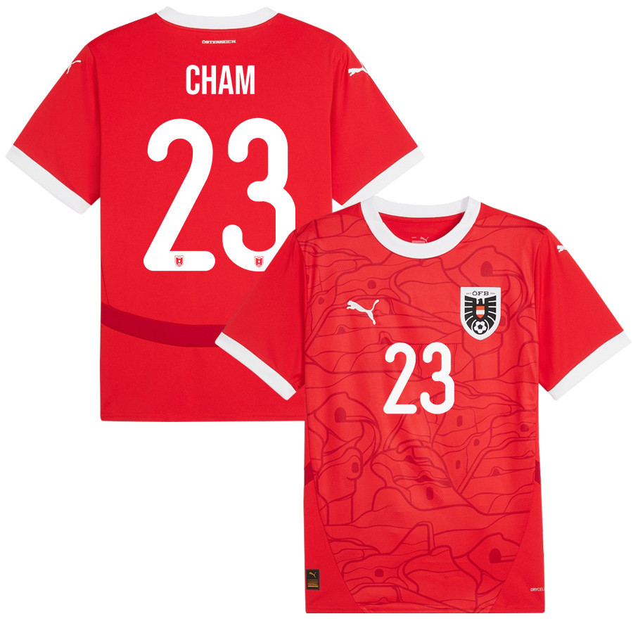 Muhammed Cham 23 Austria National Team 2024/25 Home Men Jersey – Red