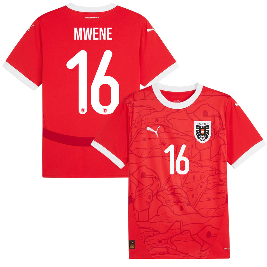 Phillipp Mwene 16 Austria National Team 2024/25 Home Men Jersey – Red