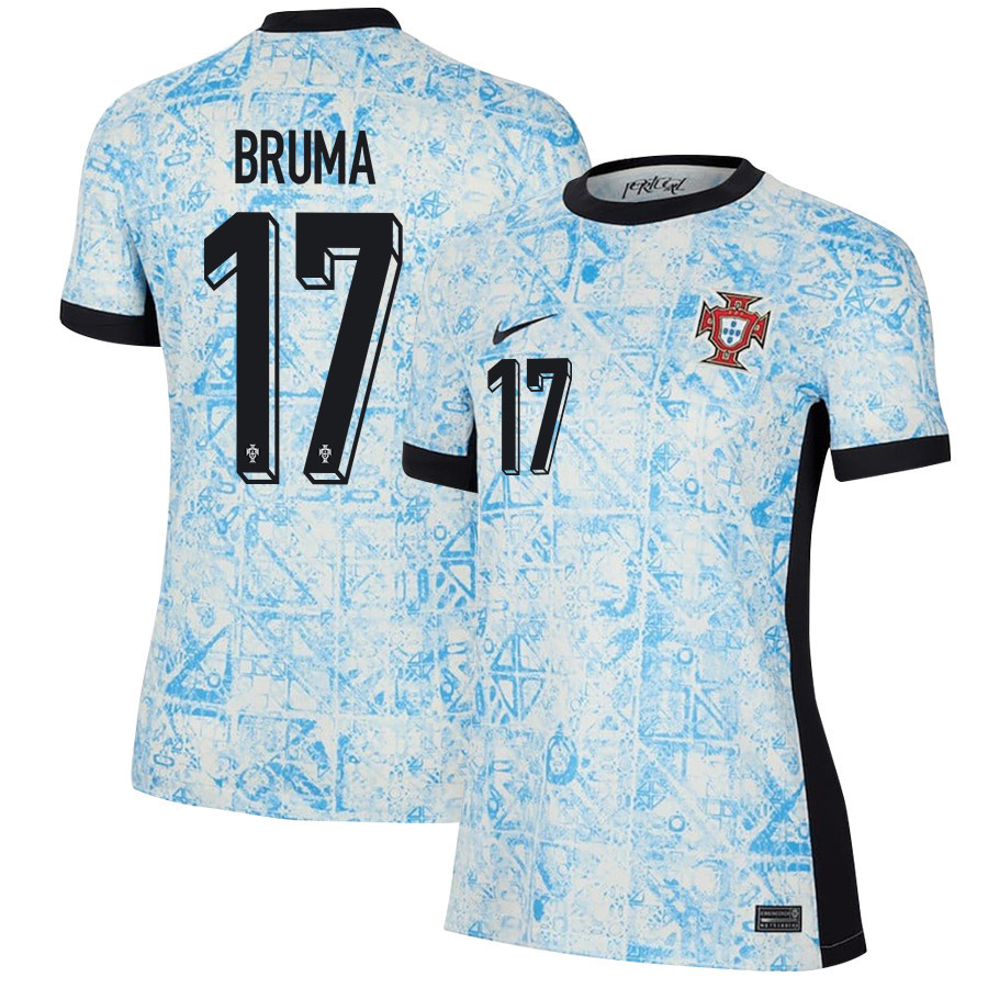 Bruma 17 Portugal National Team 2024/25 Away WOMEN Jersey – Cream/Blue