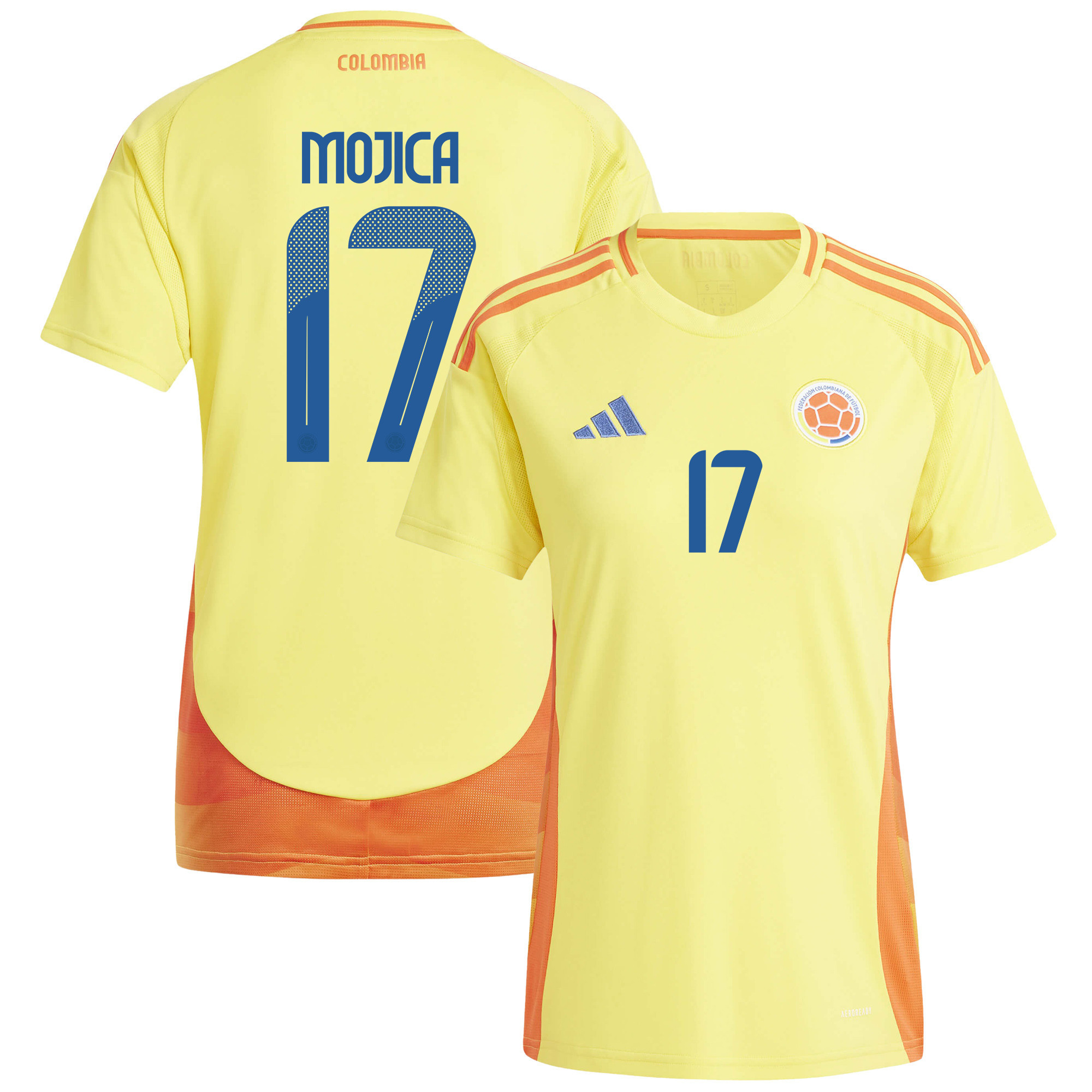 Johan Mojica 17 Colombia National Team 2024/25 Home Women Jersey – Yellow