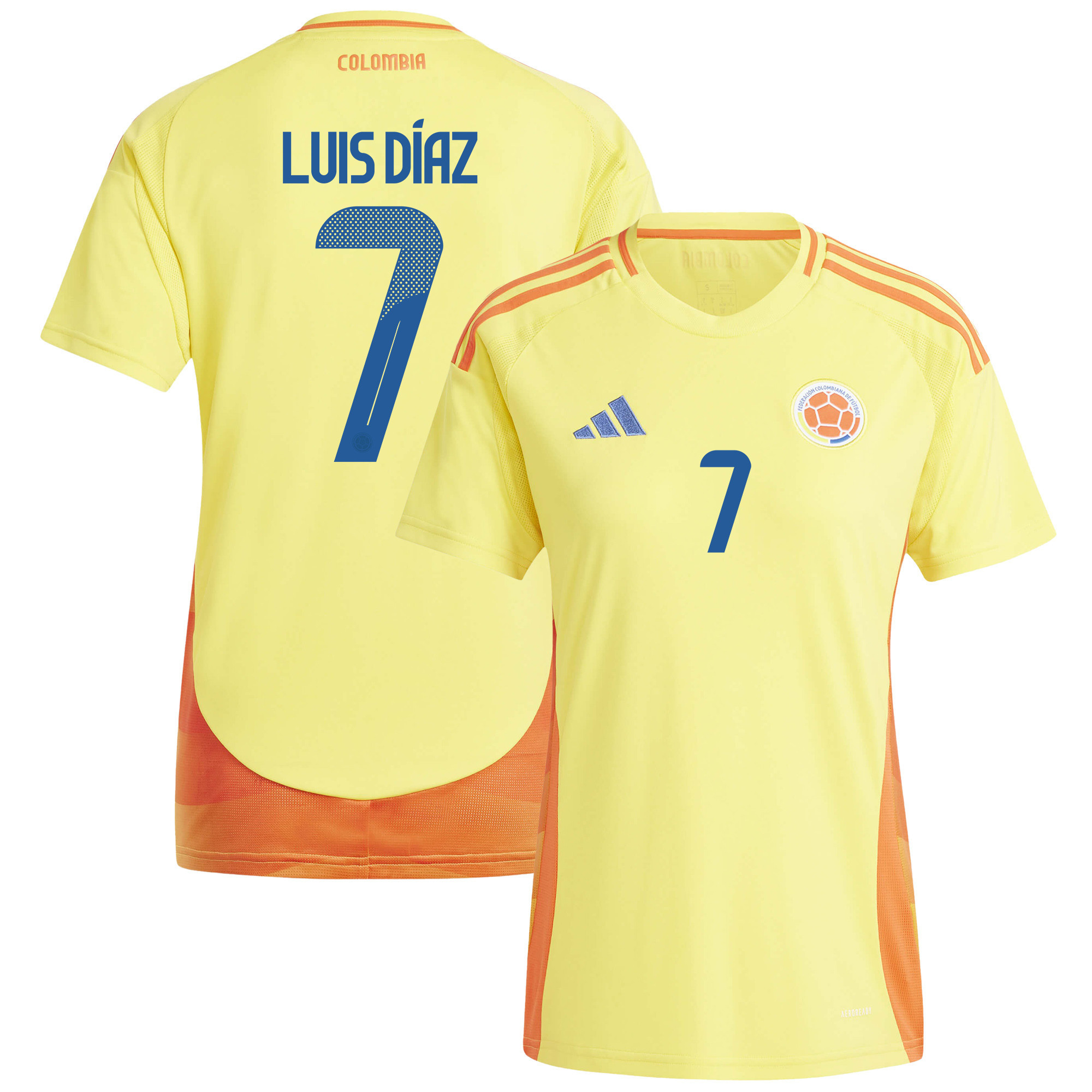 Luis Daz 7 Colombia National Team 2024/25 Home Women Jersey – Yellow