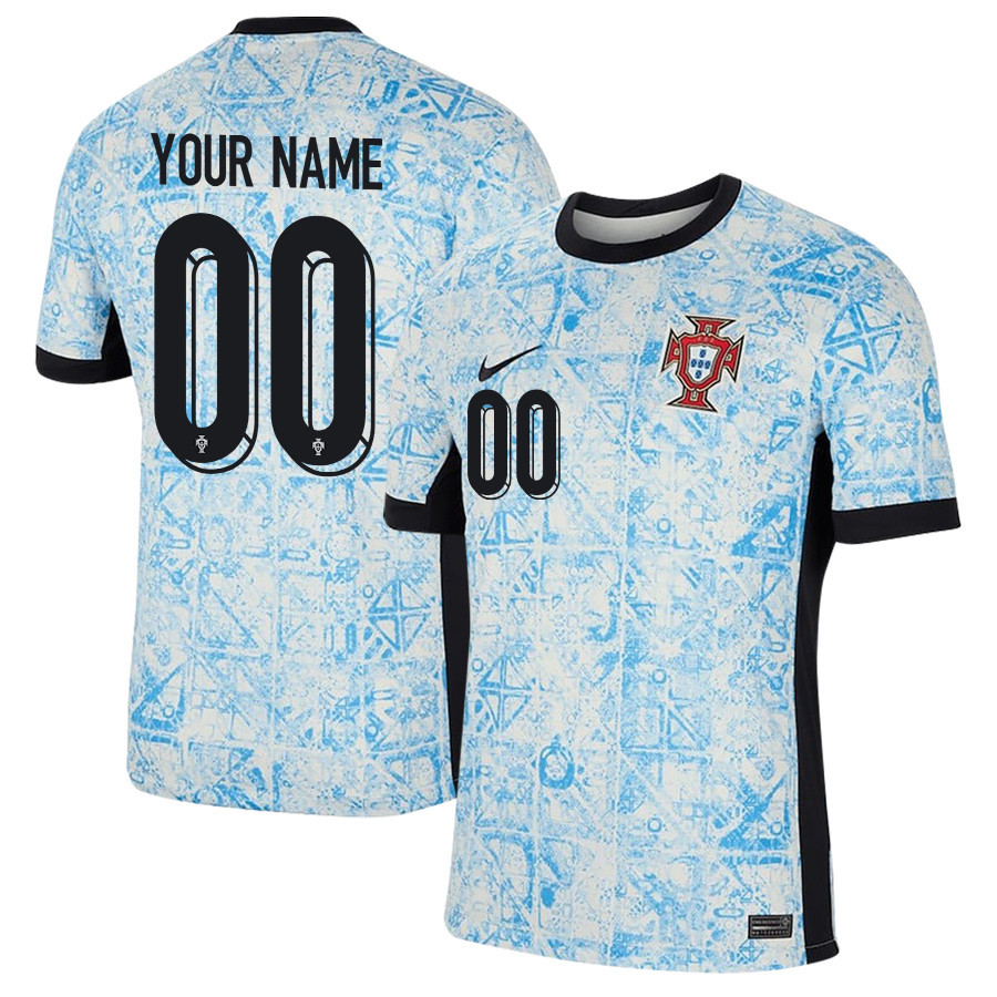 Portugal National Team 2024/25 Custom Away Men Jersey – Cream/Blue