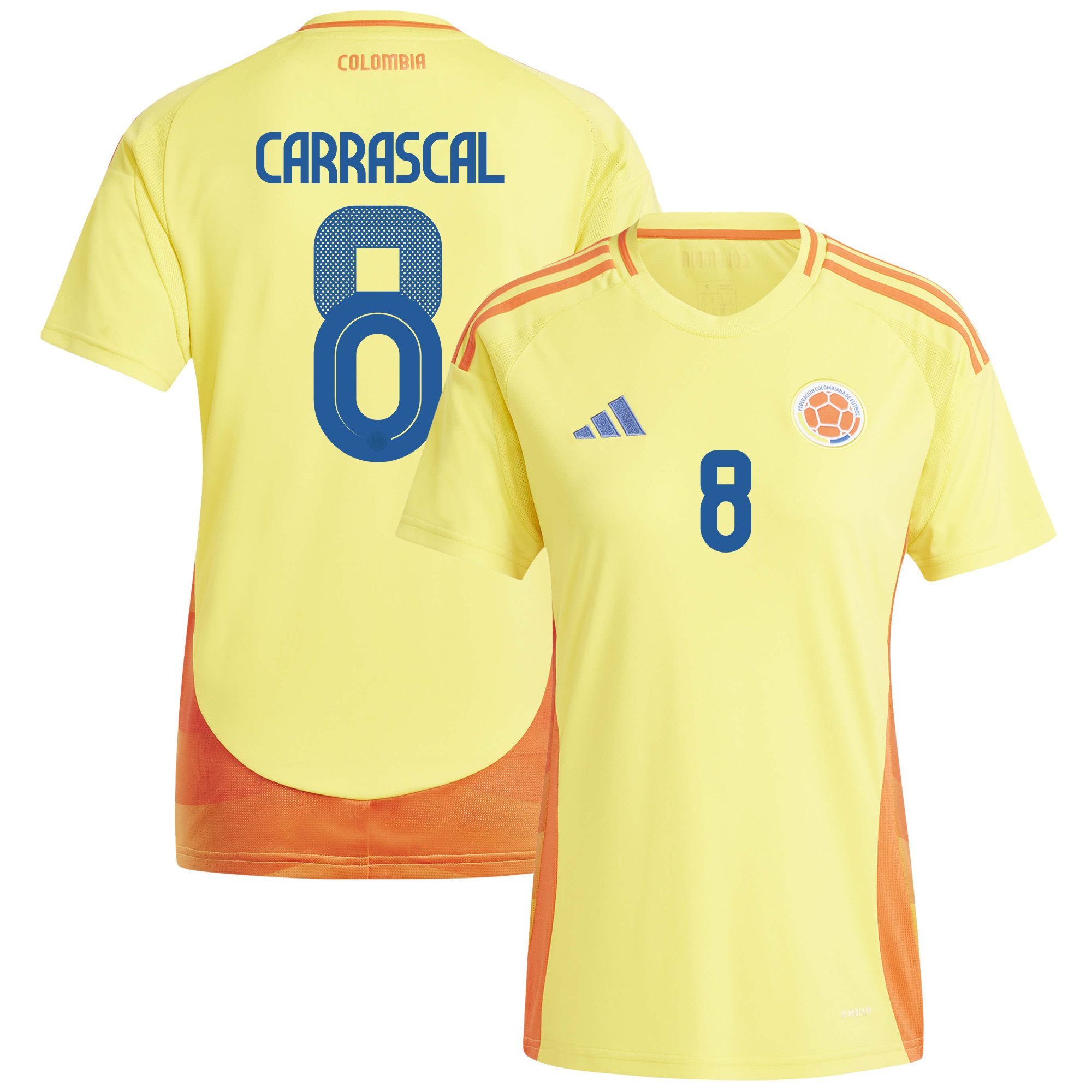 Jorge Carrascal 8 Colombia National Team 2024/25 Home Women Jersey – Yellow
