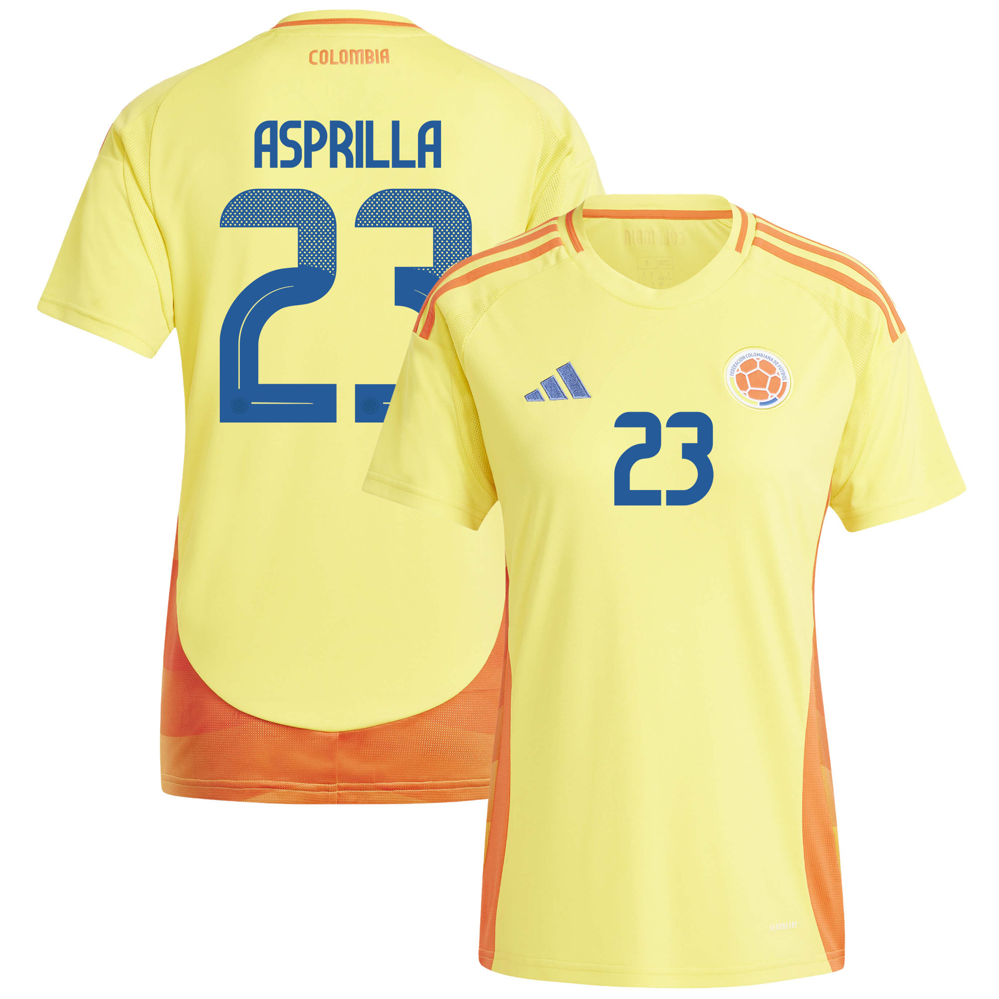 Yaser Asprilla 23 Colombia National Team 2024/25 Home Women Jersey – Yellow