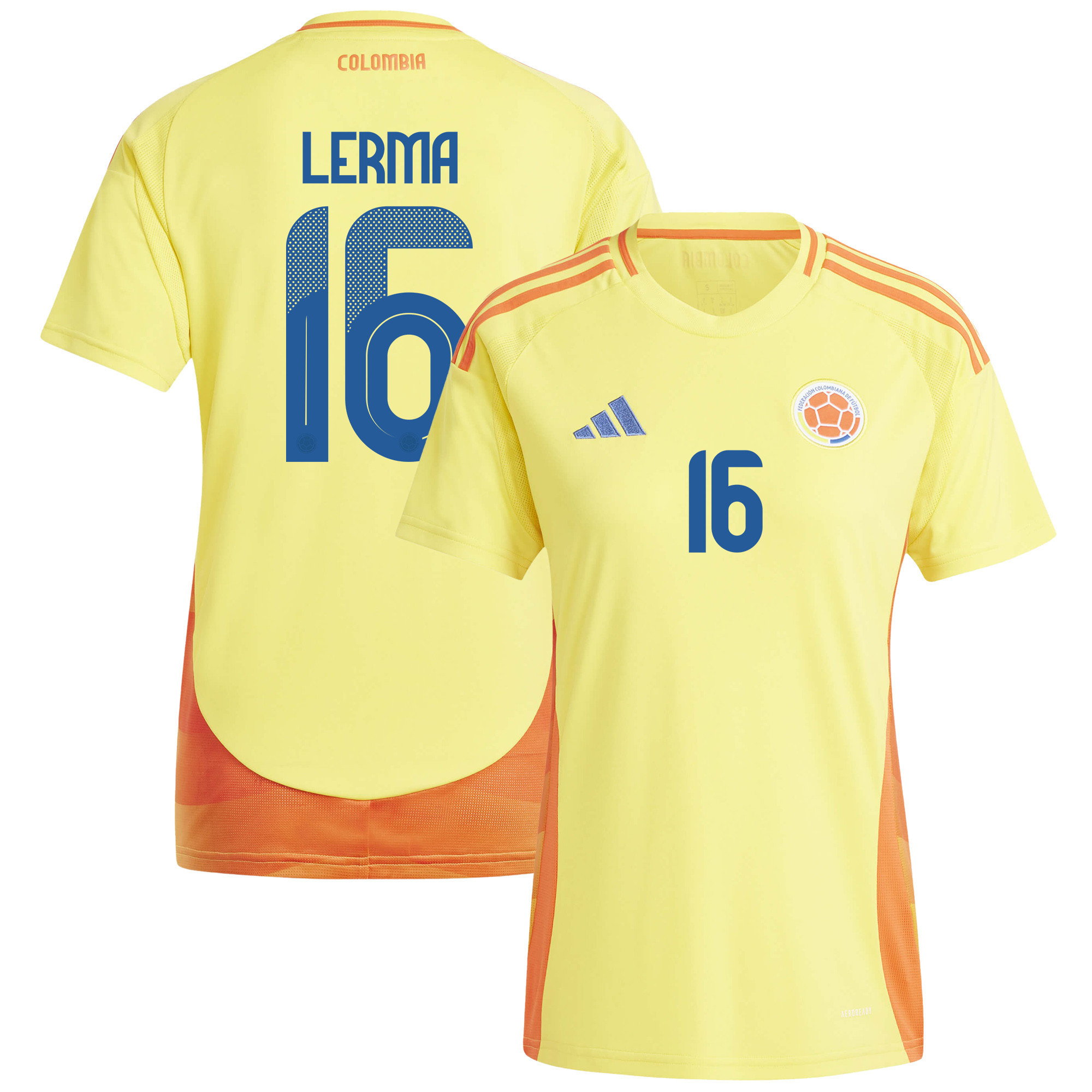 Jefferson Lerma 16 Colombia National Team 2024/25 Home Women Jersey – Yellow