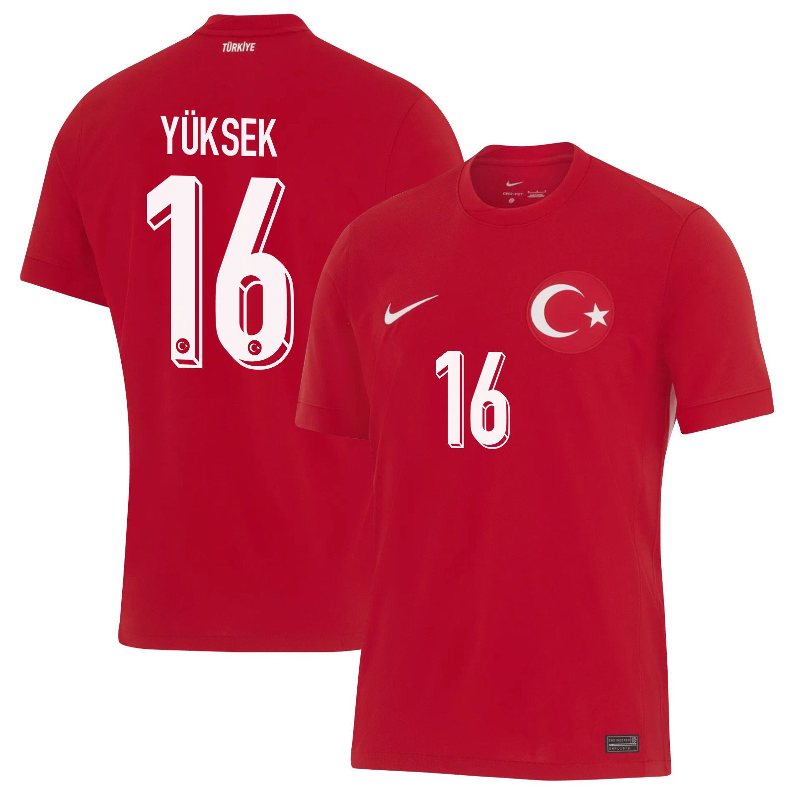 ?smail Yksek 16 Turkey National Team 2024 Away Stadium Men Jersey – Red