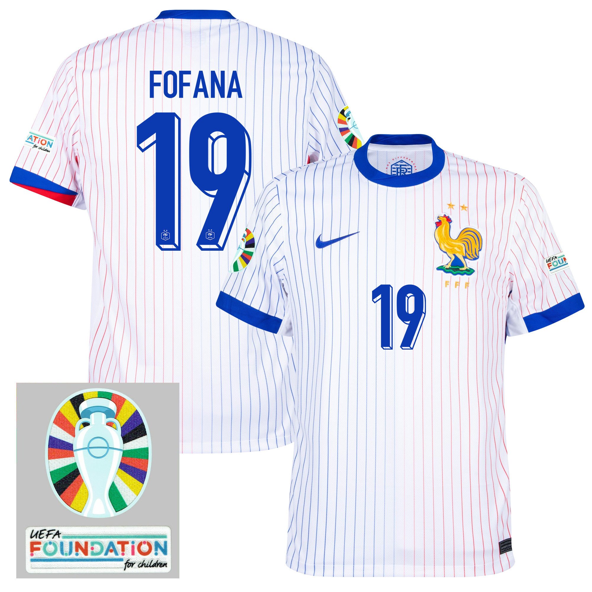 Youssouf Fofana 19 France National Team 2024/25 Away Jersey – Euro UEFA Patch – Men, White