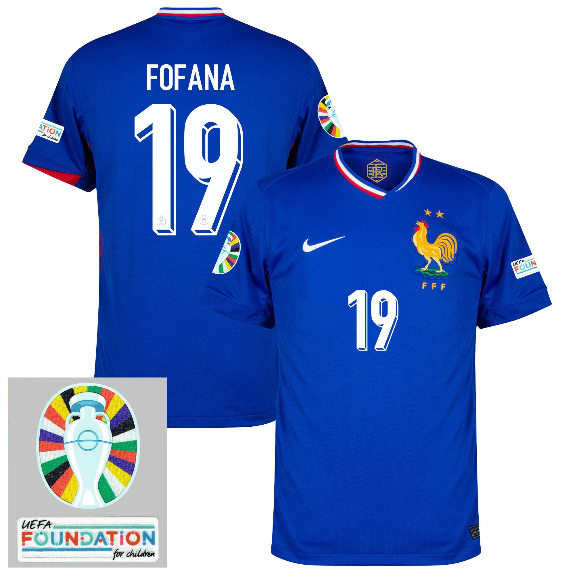 Youssouf Fofana 19 France National Team 2024/25 Home Jersey – Euro UEFA Patch – Men, Blue