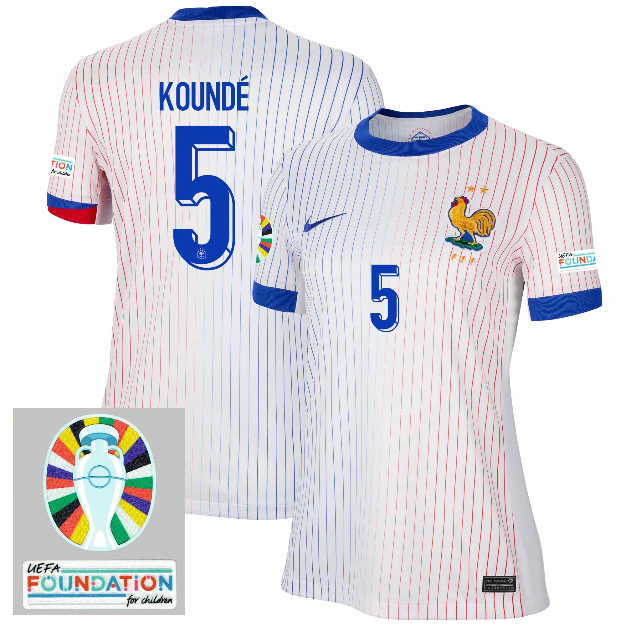 Jules Kound 5 France National Team 2024/25 Women's Away Jersey – Euro UEFA Patch – White