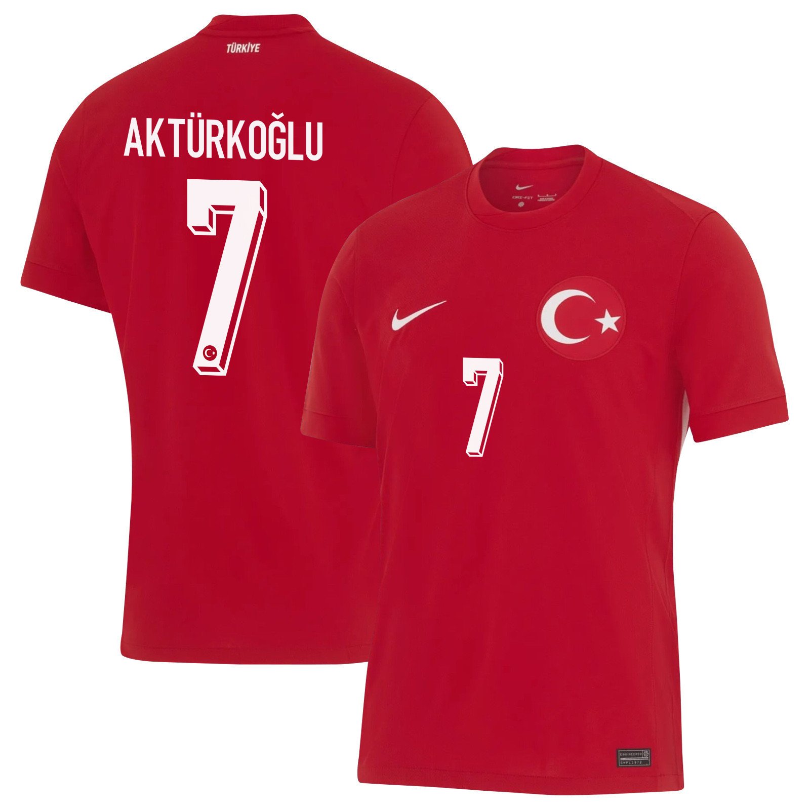 Kerem Aktrko?lu 7 Turkey National Team 2024 Away Stadium Men Jersey – Red