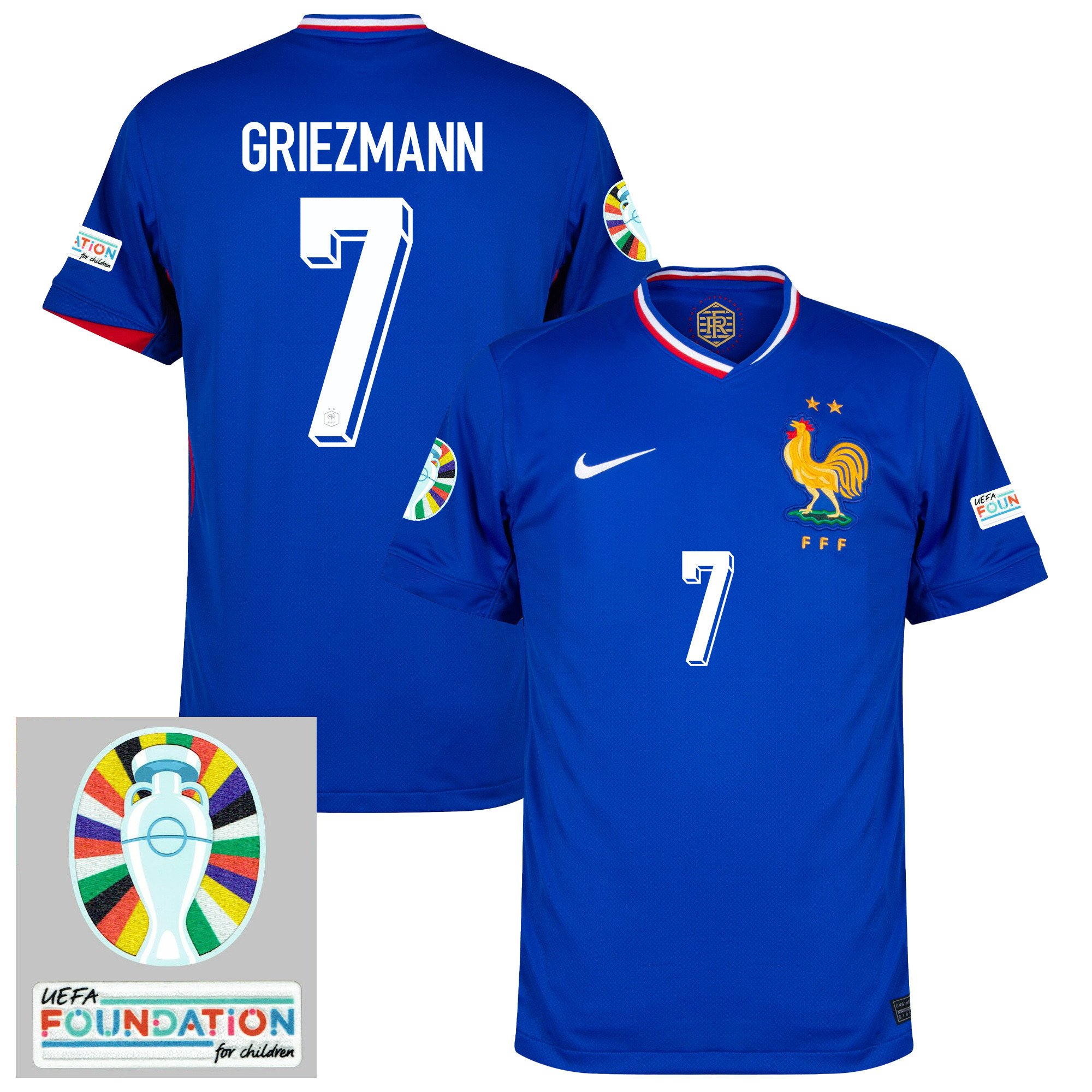 Antoine Griezmann 7 France National Team 2024/25 Home Jersey – Euro UEFA Patch – Men, Blue