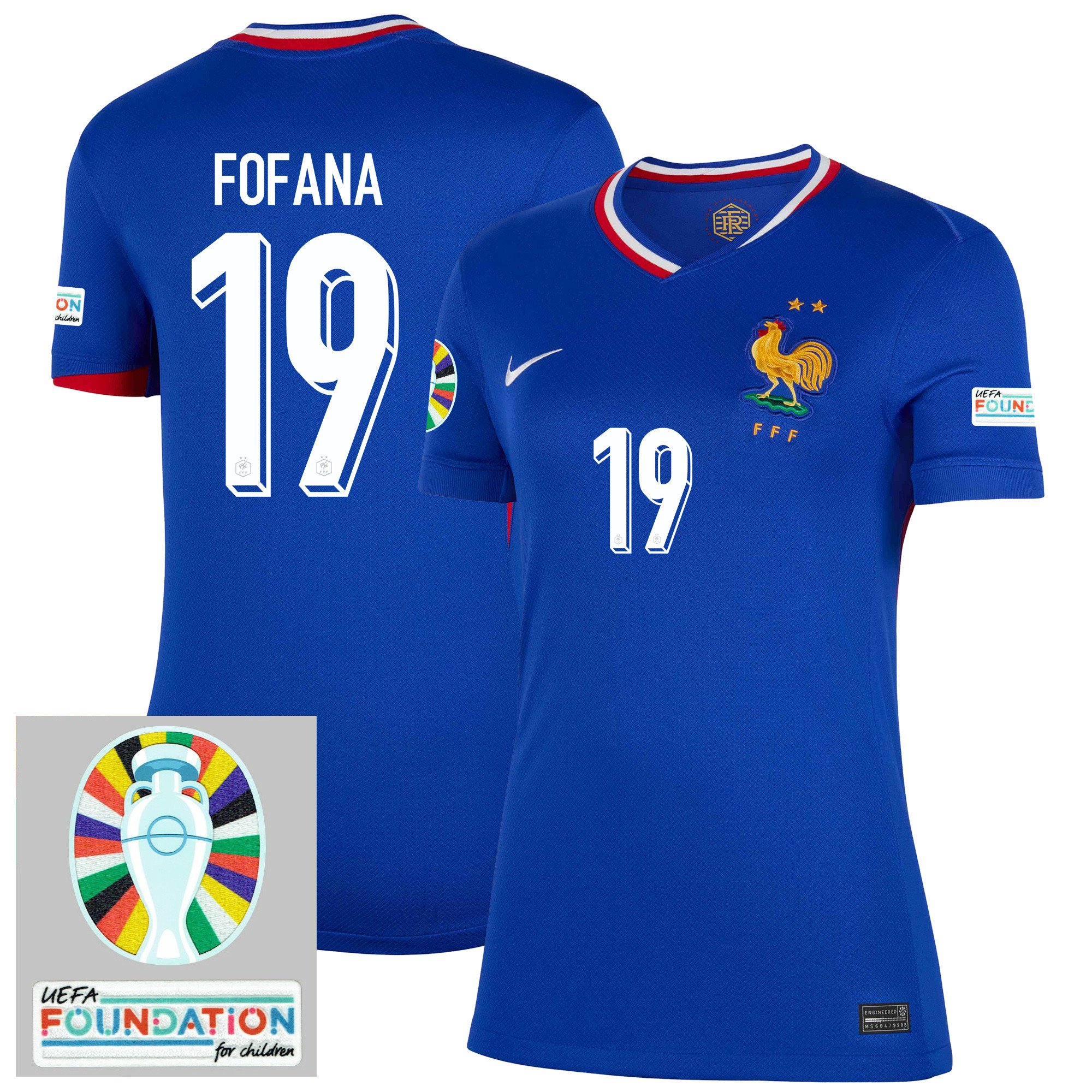 Youssouf Fofana 19 France National Team 2024/25 Women's Home Jersey – Euro UEFA Patch – Blue
