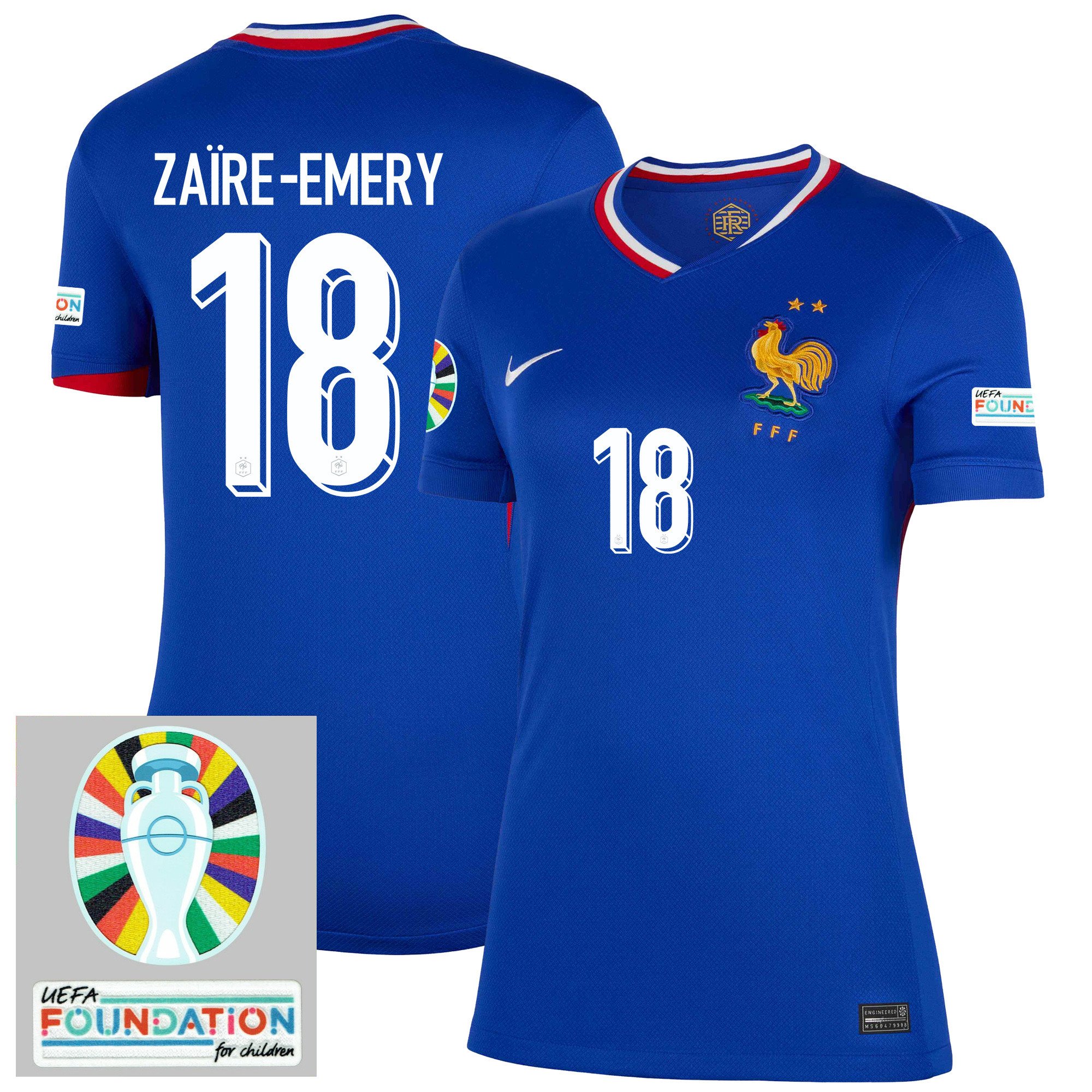 Warren Zare-Emery 18 France National Team 2024/25 Women's Home Jersey – Euro UEFA Patch – Blue