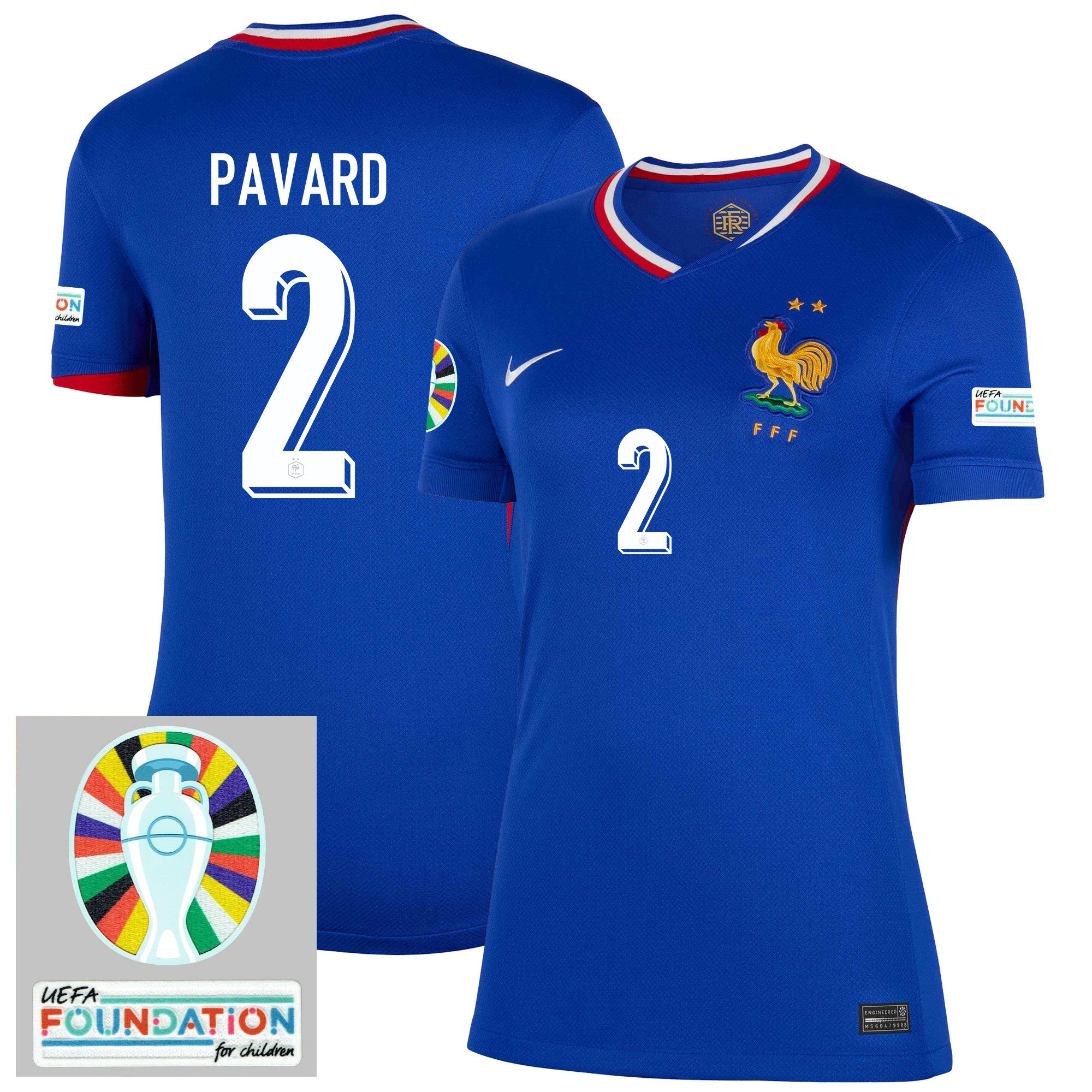 Benjamin Pavard 2 France National Team 2024/25 Women's Home Jersey – Euro UEFA Patch – Blue