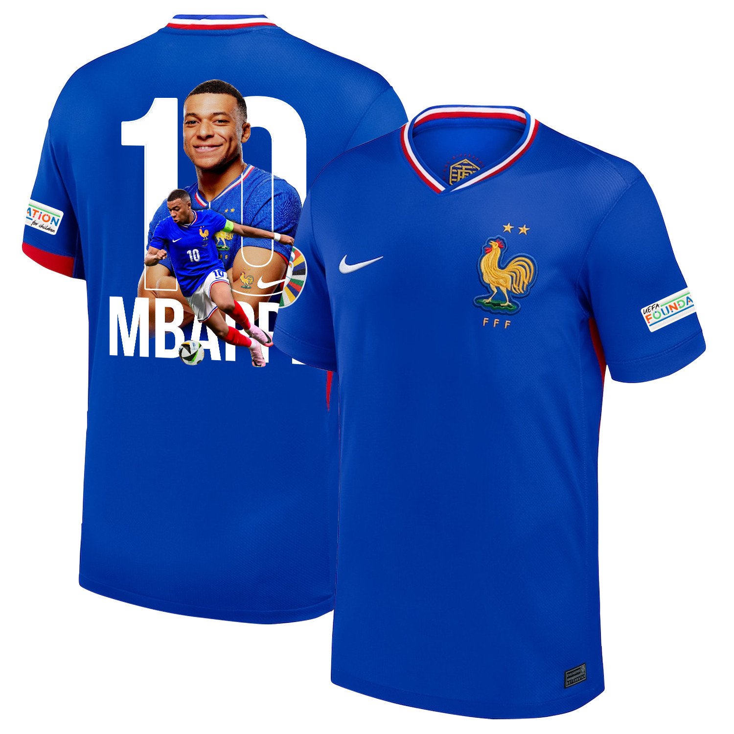 Kylian Mbapp 10 Legendary Footballer France National Team 2024/25 Home Jersey – Euro UEFA Patch – Men, Blue