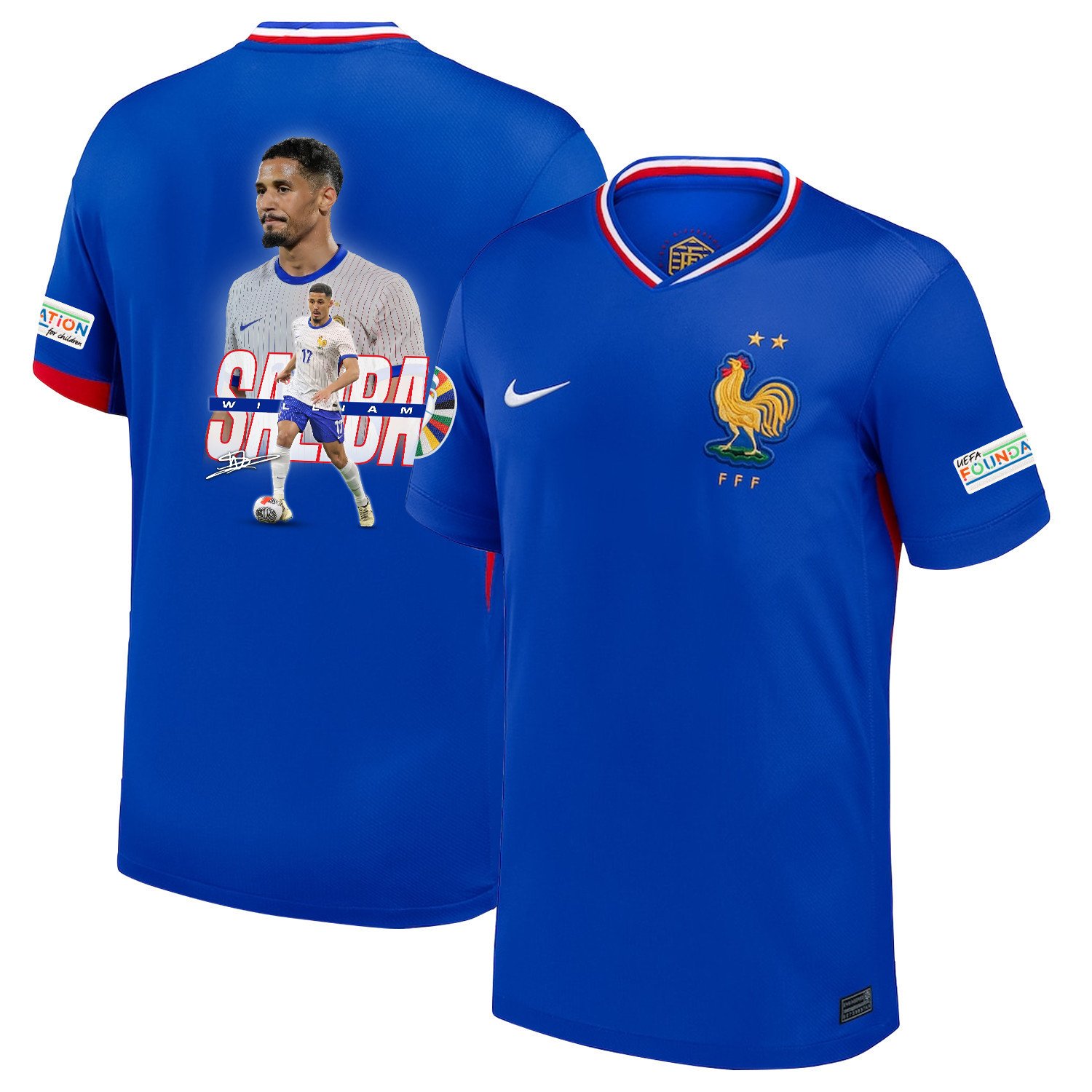 William Saliba 17 Visionary Player France National Team 2024/25 Home Jersey – Euro UEFA Patch – Men, Blue