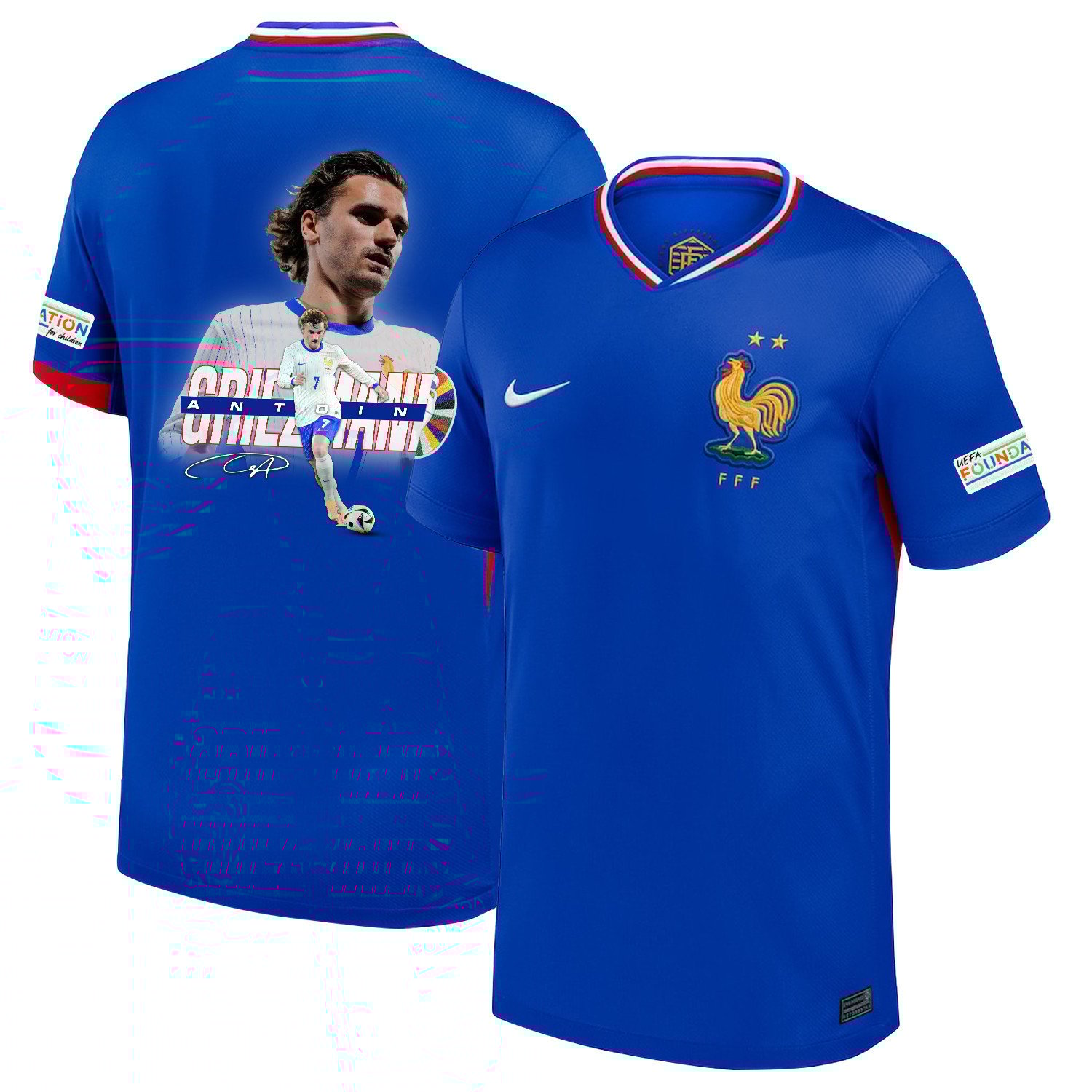 Antoine Griezmann 7 Visionary Player France National Team 2024/25 Home Jersey – Euro UEFA Patch – Men, Blue
