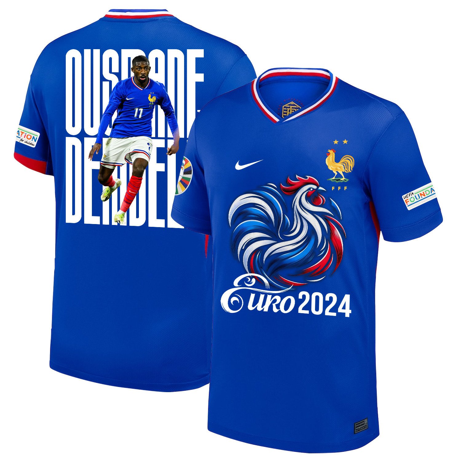 Ousmane Dembl 11 The Key Player France National Team 2024/25 Home Jersey – Euro UEFA Patch – Men, Blue