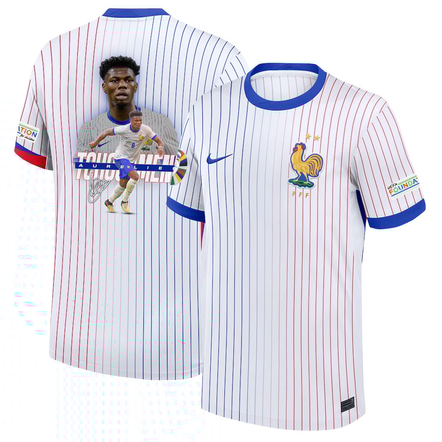 Aurlien Tchouamni 8 Visionary Player France National Team 2024/25 Away Jersey – Euro UEFA Patch – Men, White