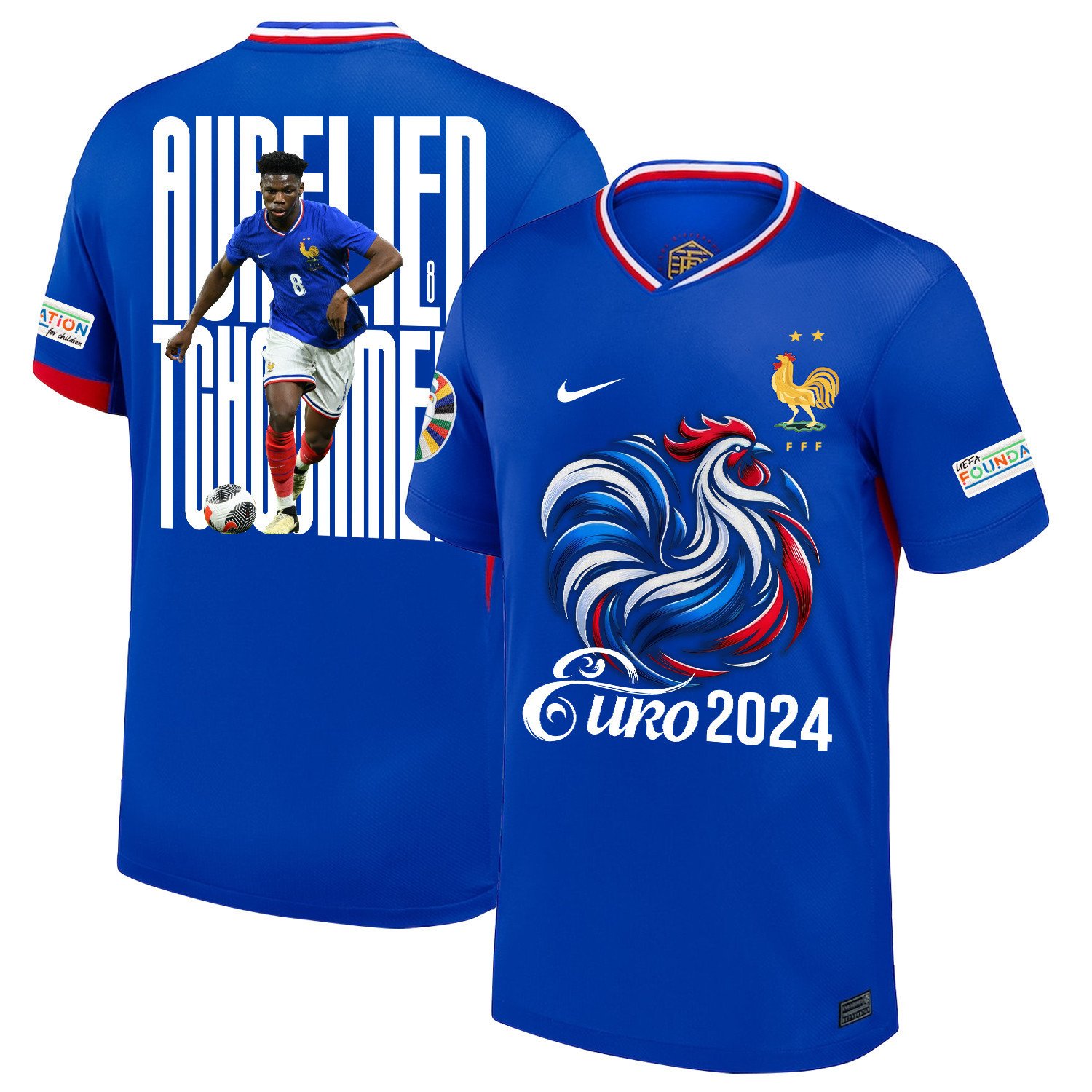 Aurlien Tchouamni 8The Key Player France National Team 2024/25 Home Jersey – Euro UEFA Patch – Men, Blue