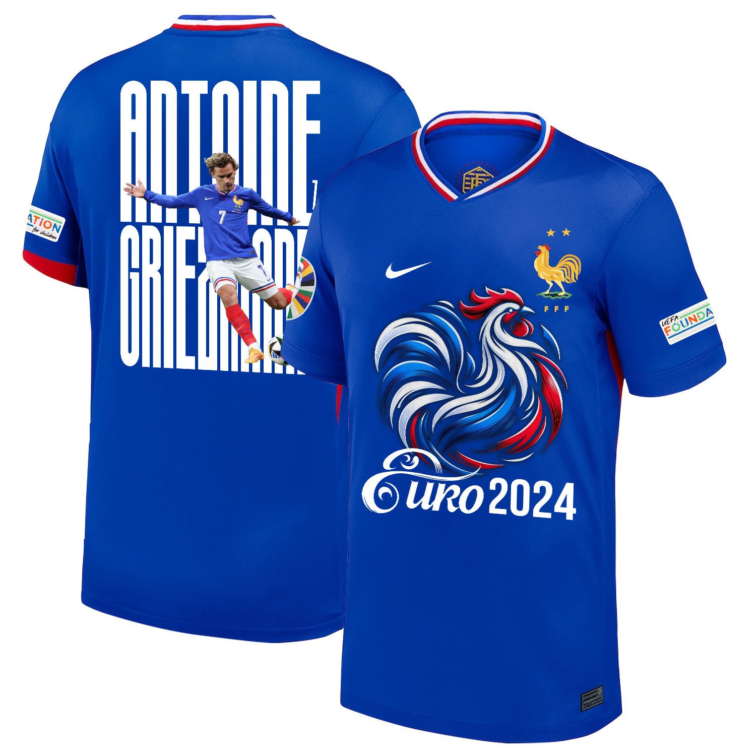 Antoine Griezmann 7The Key Player France National Team 2024/25 Home Jersey – Euro UEFA Patch – Men, Blue