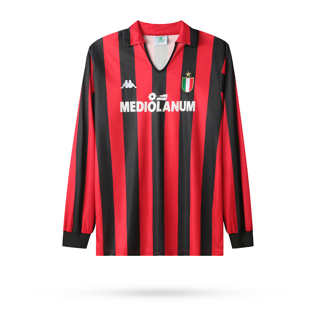 AC Milan 1988-1989 Home Men Retro Jersey – Long Sleeve, Black Red